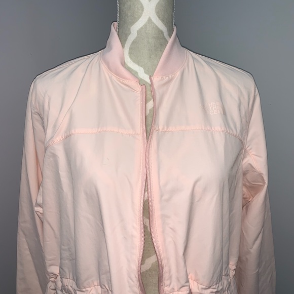 North Face Size Medium Pink Long Bomber Jacket - Picture 3 of 7
